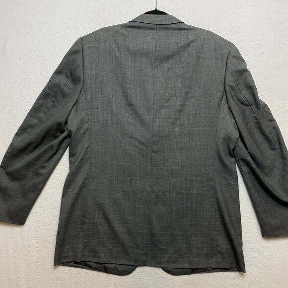 VINTAGE Ermenegildo Zegna Blazer Mens 56R Gray Plaid Sport Coat Notch Patch - Picture 14 of 16